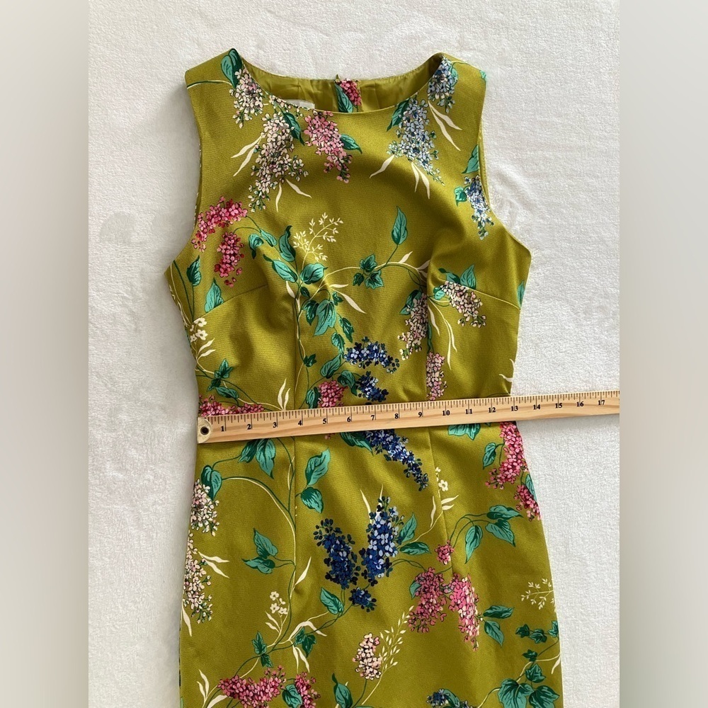 Hobbs London Size 4 Green Chartreuse Moira Garden Floral Sheath Occasions Dress - Picture 15 of 16